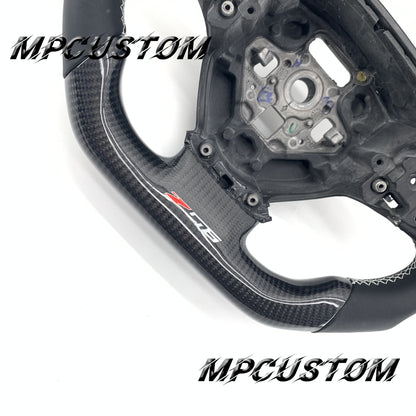 Mpcustom for Chevrolet Corvette C7 2014-2019 carbon fiber steering wheel white stitching