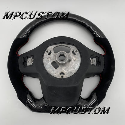Mpcustom for Toyota Supra 2020 carbon fiber steering wheel round top and red stitching