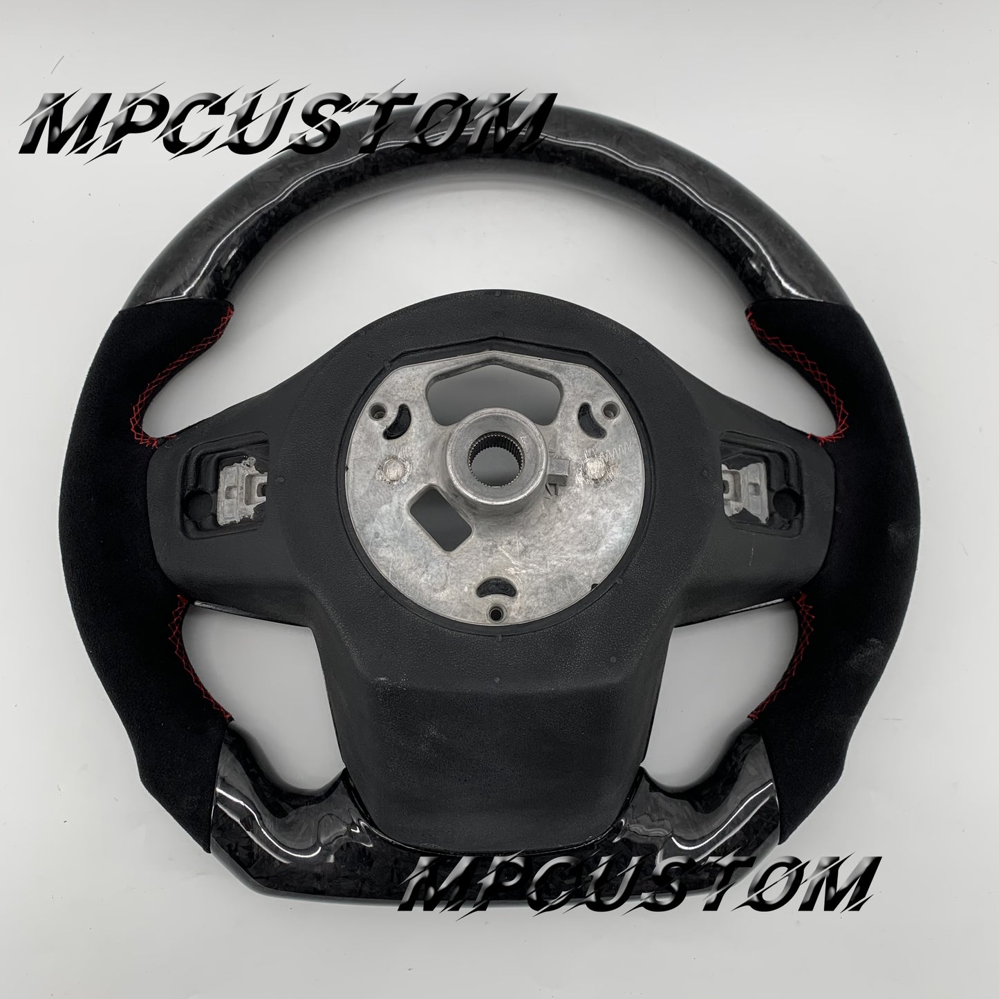 Mpcustom for Toyota Supra 2020 carbon fiber steering wheel flat bottom and red stitching
