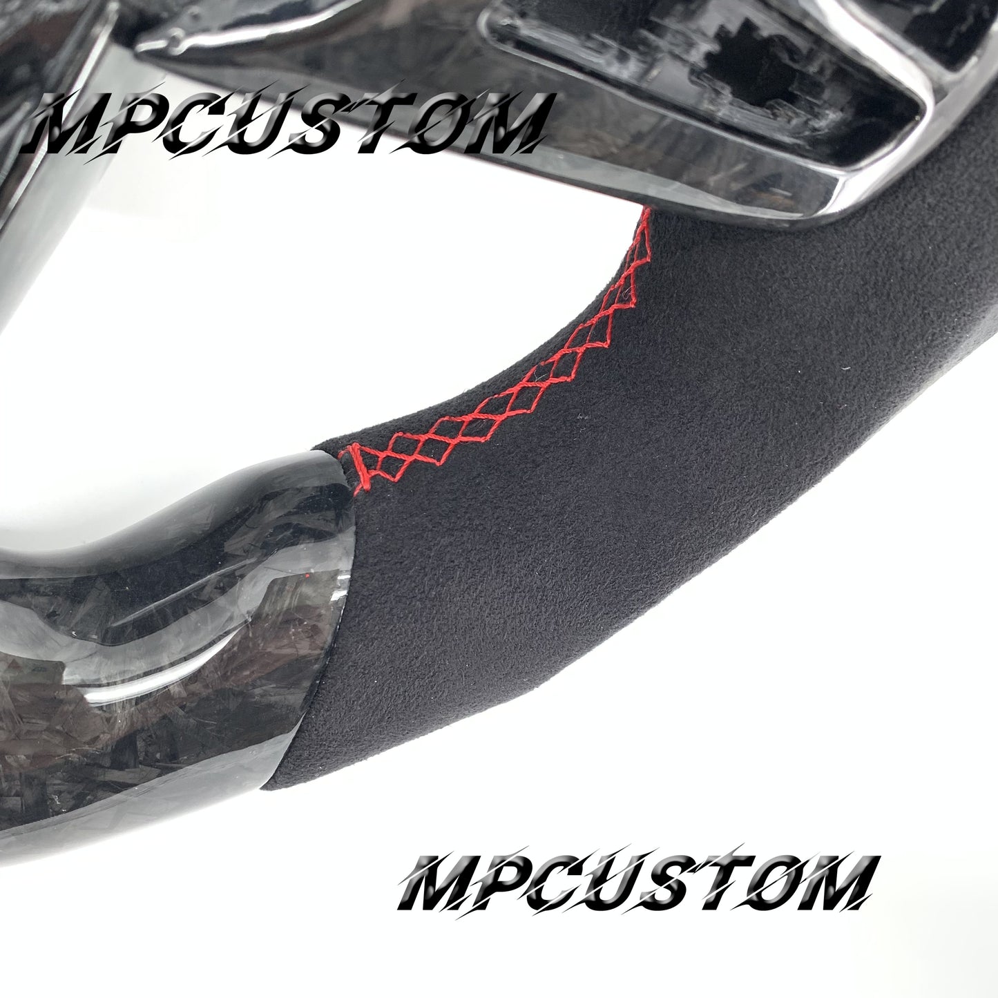 Mpcustom for Toyota Supra 2020 carbon fiber steering wheel flat bottom and red stitching
