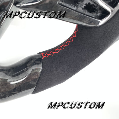 Mpcustom for Toyota Supra 2020 carbon fiber steering wheel flat bottom and red stitching