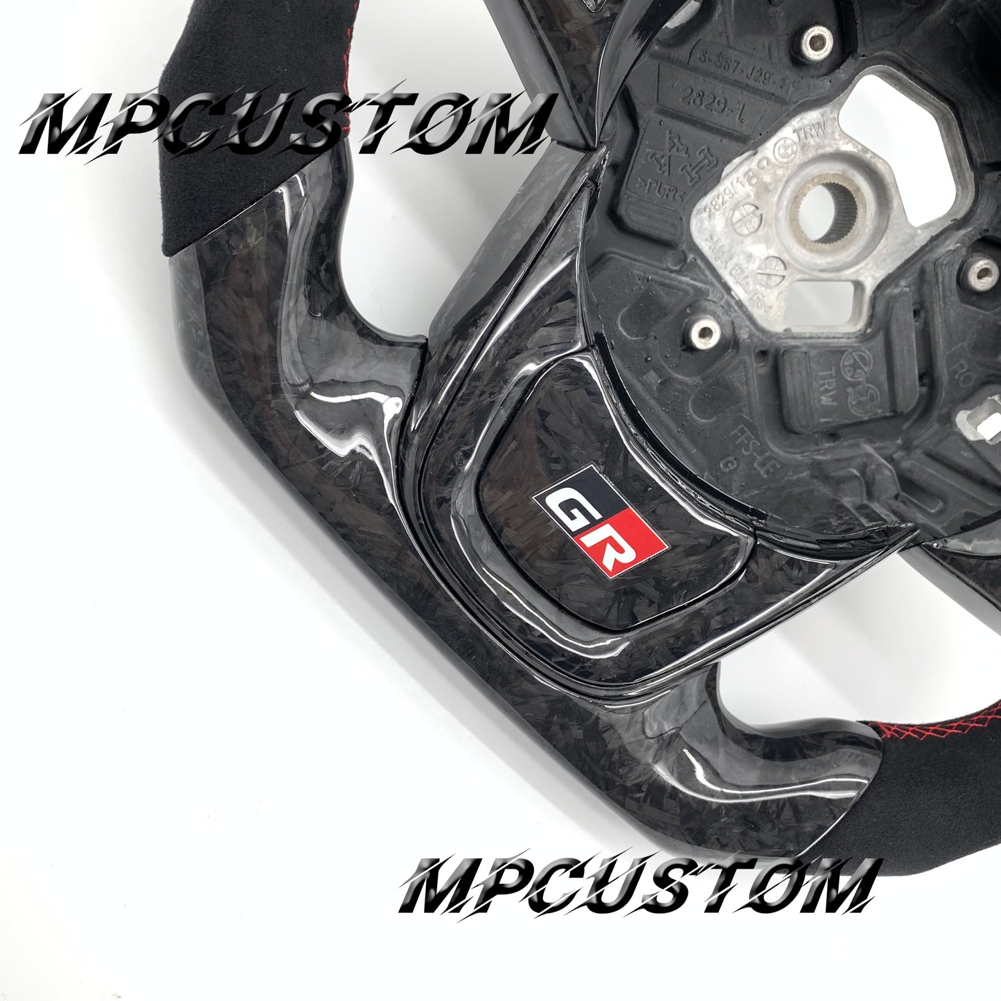 Mpcustom for Toyota Supra 2020 carbon fiber steering wheel round top and red stitching