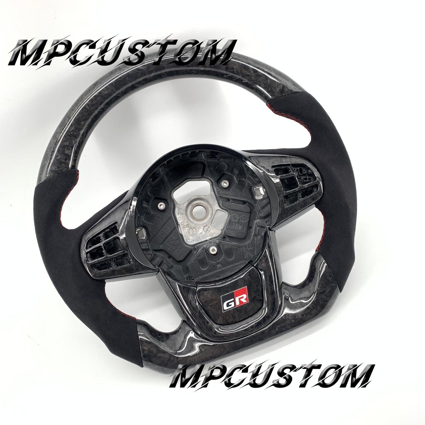 Mpcustom for Toyota Supra 2020 carbon fiber steering wheel flat bottom and red stitching