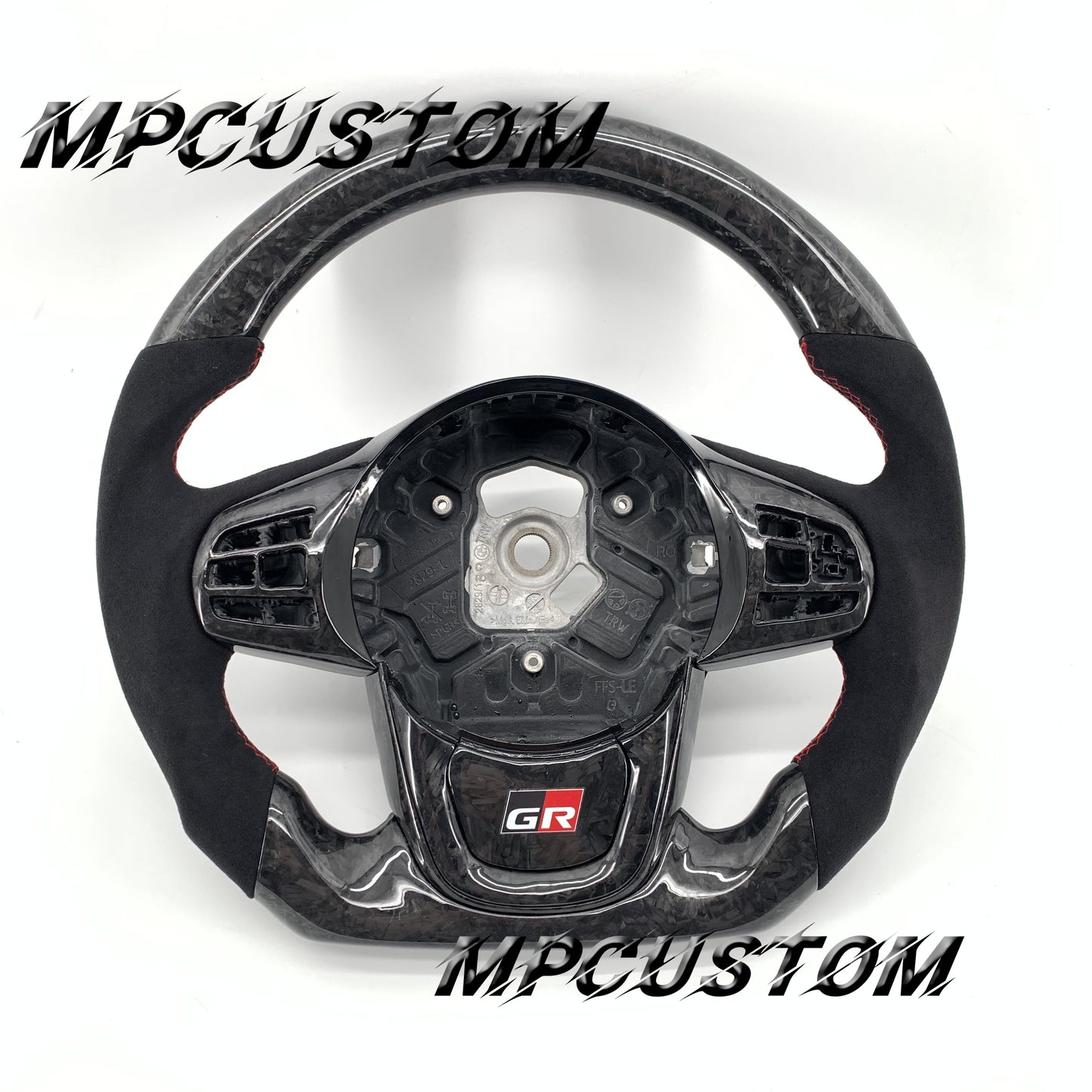 Mpcustom for Toyota Supra 2020 carbon fiber steering wheel round top and red stitching