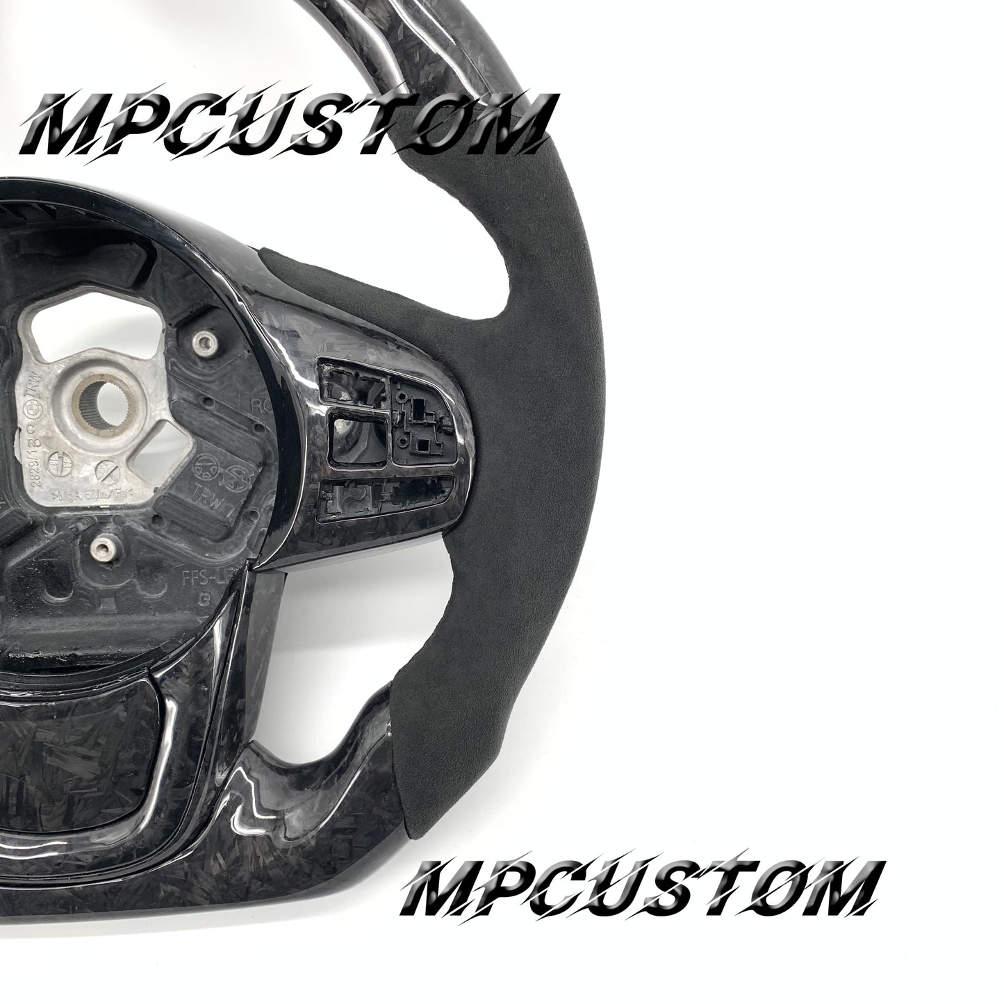 Mpcustom for Toyota Supra 2020 carbon fiber steering wheel round top and black Alcantara