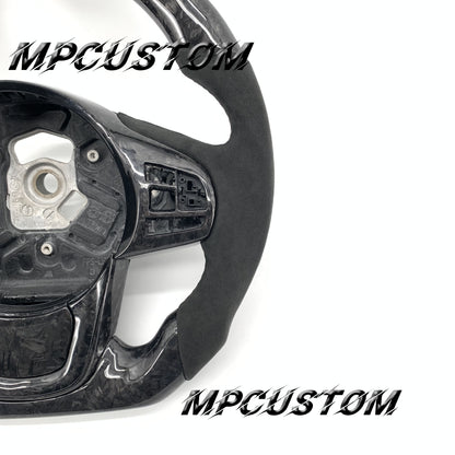 Mpcustom for Toyota Supra 2020 carbon fiber steering wheel round top and black Alcantara