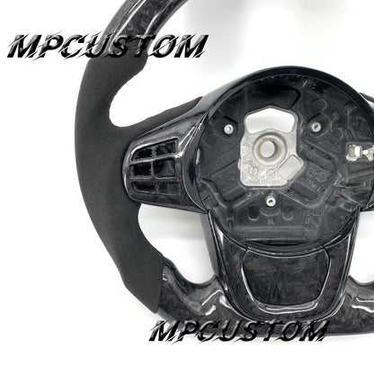 Mpcustom for Toyota Supra 2020 carbon fiber steering wheel round top and black Alcantara