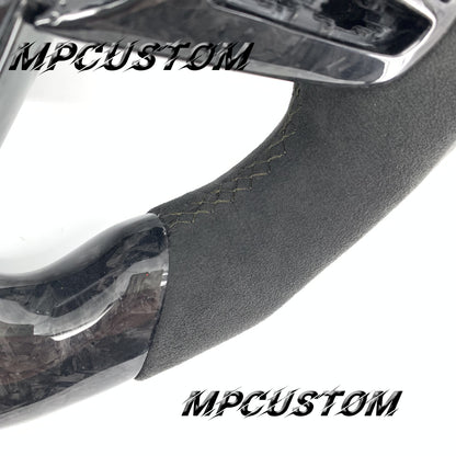 Mpcustom for Toyota Supra 2020 carbon fiber steering wheel gloss and black perforated leather