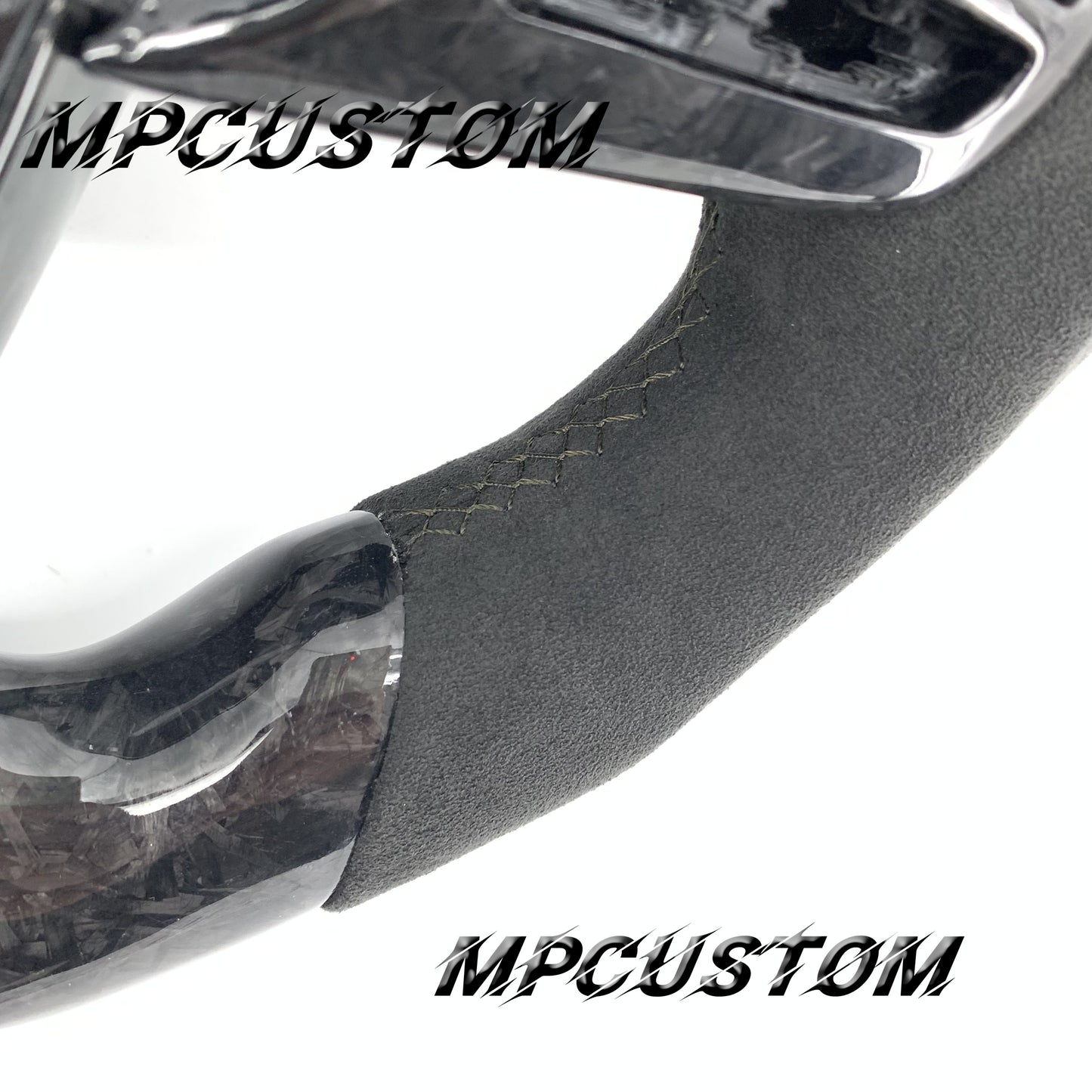 Mpcustom for Toyota Supra 2020 carbon fiber steering wheel round top and black Alcantara