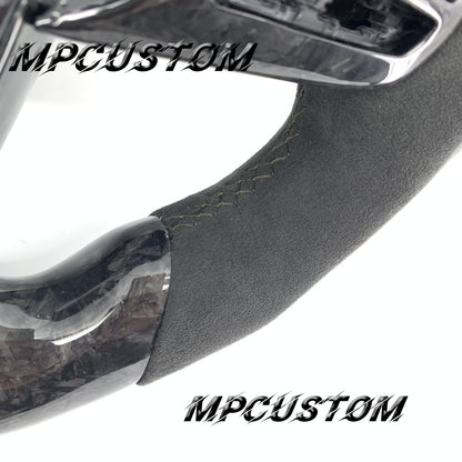 Mpcustom for Toyota Supra 2020 carbon fiber steering wheel round top and black Alcantara