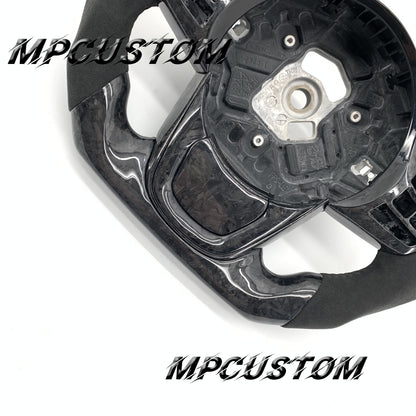 Mpcustom for Toyota Supra 2020 carbon fiber steering wheel round top and black Alcantara