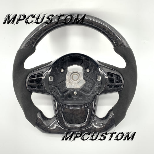 Mpcustom for Toyota Supra 2020 carbon fiber steering wheel round top and black Alcantara