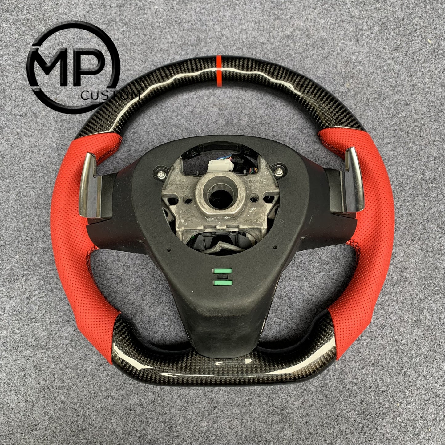 MPCUSTOM Fit For Acura RDX 2019-2021 carbon fiber steering wheel red perforated leather red center line