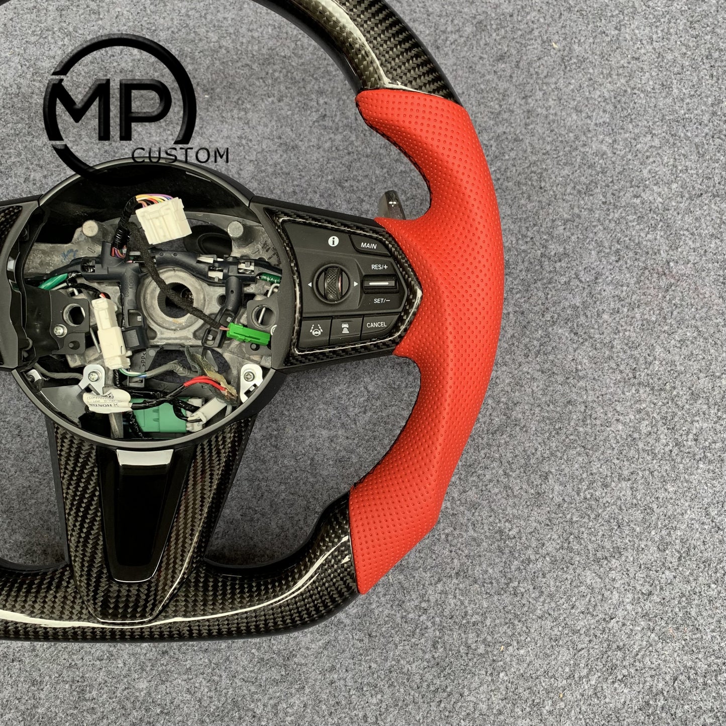 MPCUSTOM Fit For Acura RDX 2019-2021 carbon fiber steering wheel red perforated leather red center line