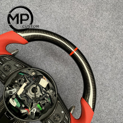 MPCUSTOM Fit For Acura RDX 2019-2021 carbon fiber steering wheel red perforated leather red center line