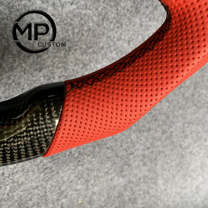 MPCUSTOM Fit For Acura RDX 2019-2021 carbon fiber steering wheel red perforated leather red center line