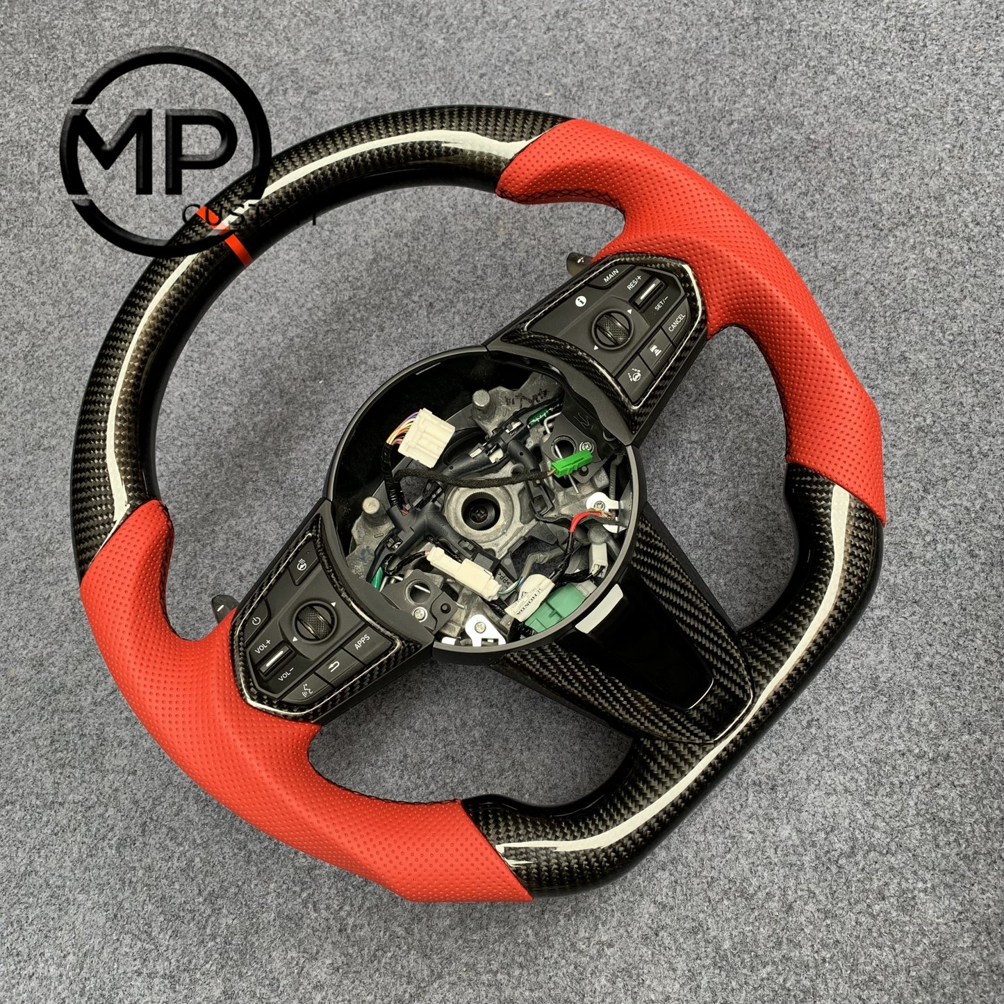MPCUSTOM Fit For Acura RDX 2019-2021 carbon fiber steering wheel red perforated leather red center line