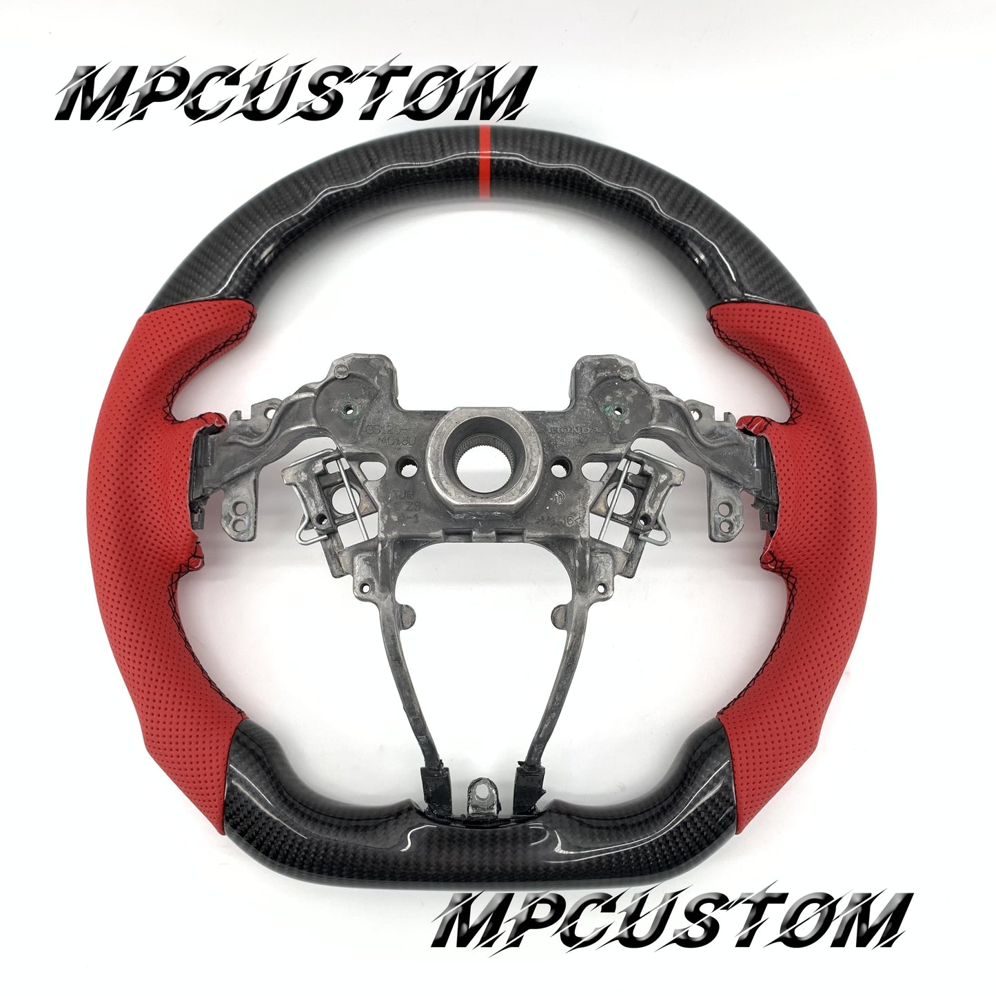 Mpcustom for Acura RDX 2019-2021 carbon fiber steering wheel red perforated leather