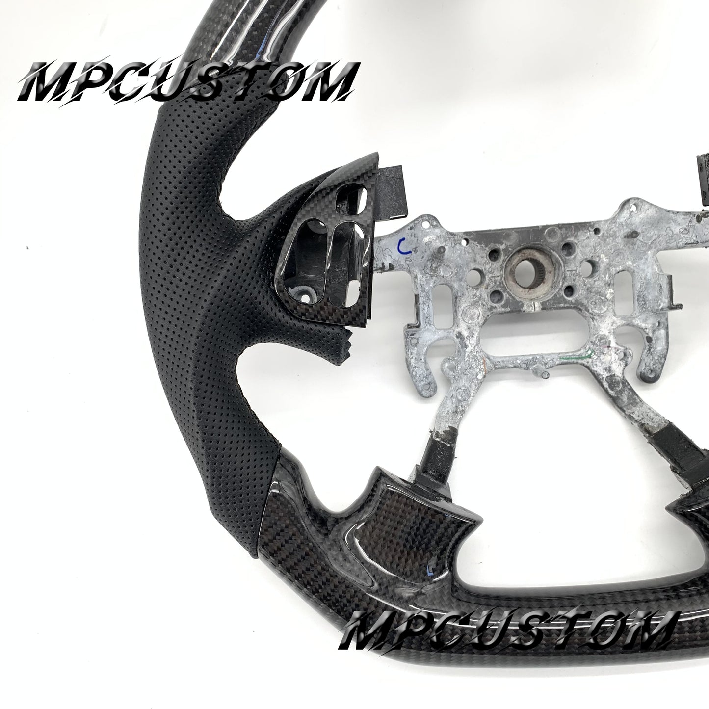 Mpcustom for Acura TL 2004-2006 carbon fiber steering wheel black perforated leather