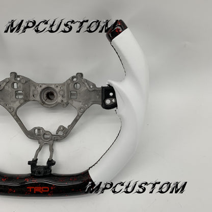 Mpcustom for Toyota 86 BRZ FRS 2017-2019 carbon fiber steering wheel white smooth and f1 shape