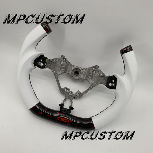 Mpcustom for Toyota 86 BRZ FRS 2017-2019 carbon fiber steering wheel white smooth and f1 shape