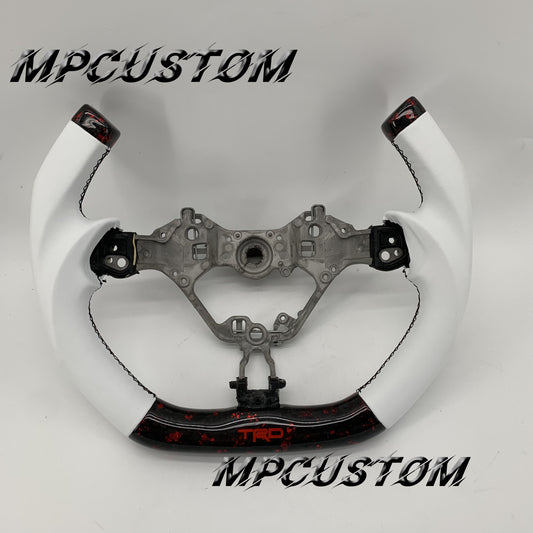 Mpcustom for Toyota 86 BRZ FRS 2017-2019 carbon fiber steering wheel white smooth and gloss