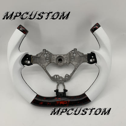 Mpcustom for Toyota 86 BRZ FRS 2017-2019 carbon fiber steering wheel white gloss and f1 shape