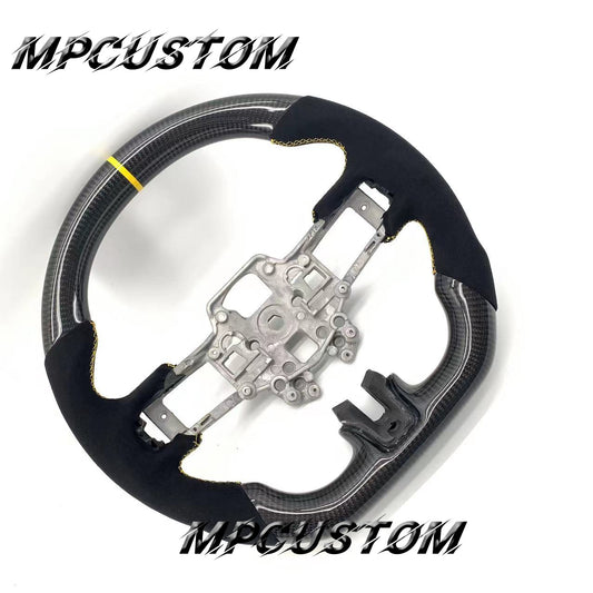 Mpcustom for Ford Mustang 2018-2022 carbon fiber steering wheel yellow stripe line and gloss
