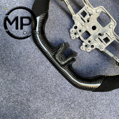 MPCUSTOM Fit For Ford mustang SHELBY GT350R 2018-2023 EcoBoost/GENUINE2018-2021 carbon fiber steering wheel black Alcantara yellow center line