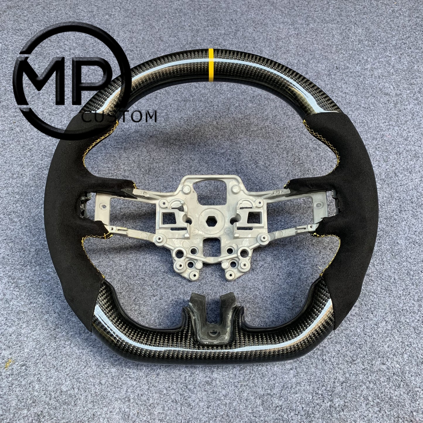 MPCUSTOM Fit For Ford mustang SHELBY GT350R 2018-2023 EcoBoost/GENUINE2018-2021 carbon fiber steering wheel black Alcantara yellow center line