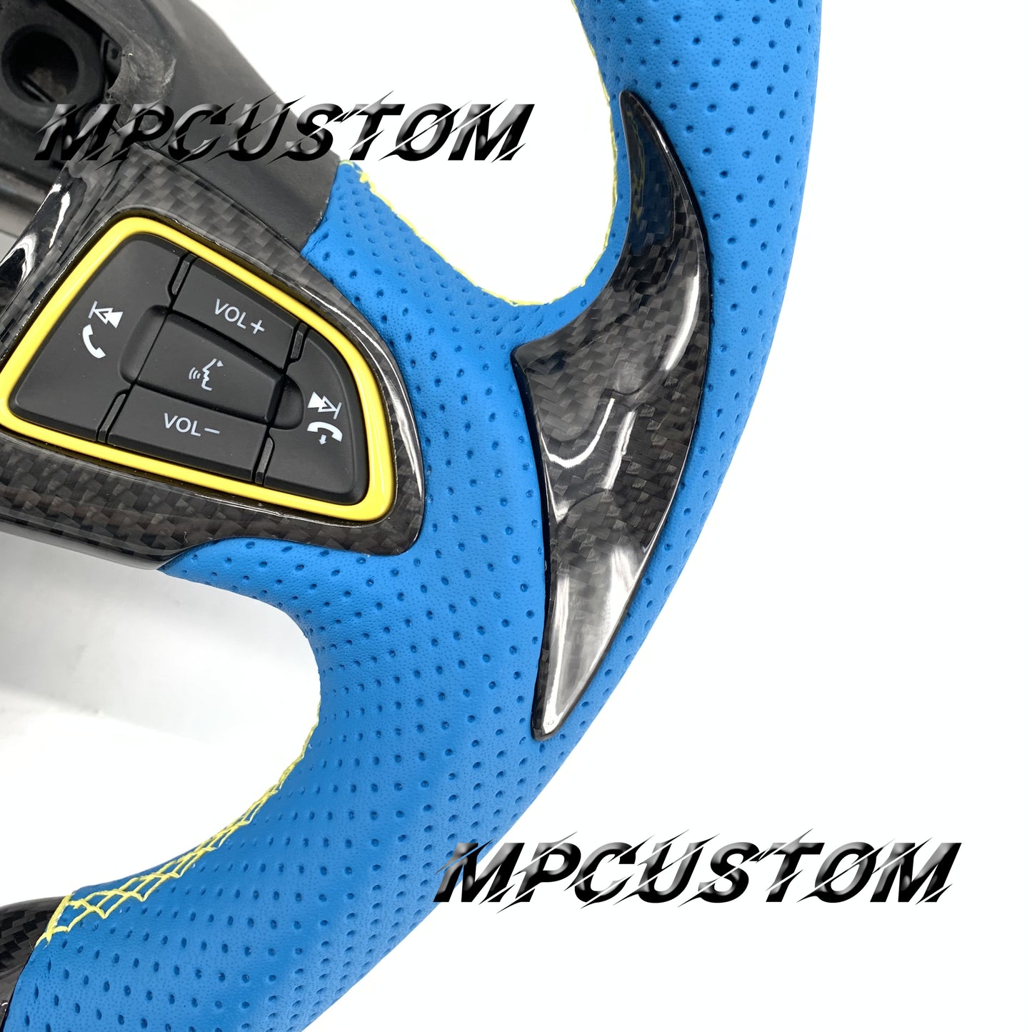 Mpcustom for Ford Focus MK3 ST RS carbon fiber steering wheel yellow stitching