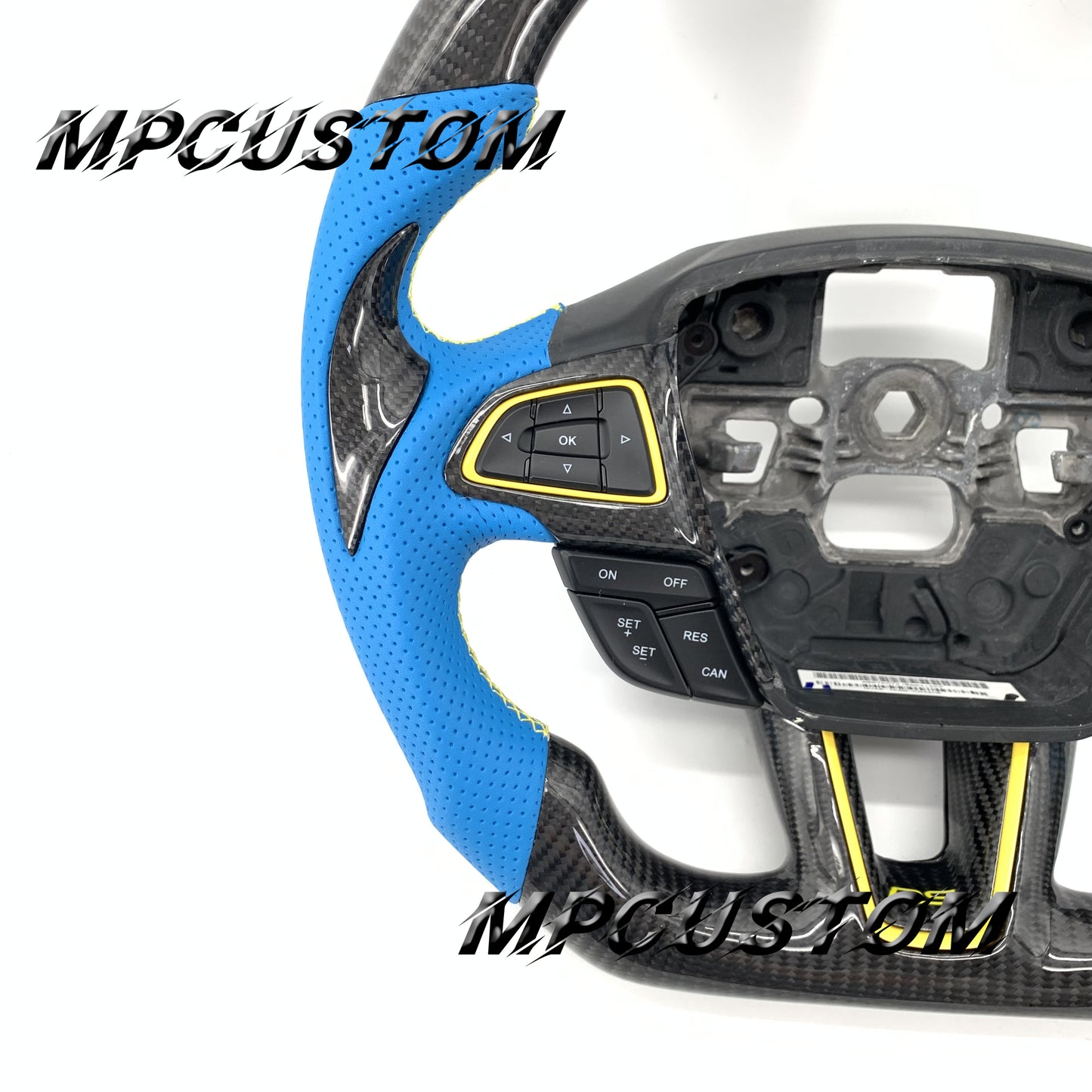 Mpcustom for Ford Focus MK3 ST RS carbon fiber steering wheel yellow stripe line
