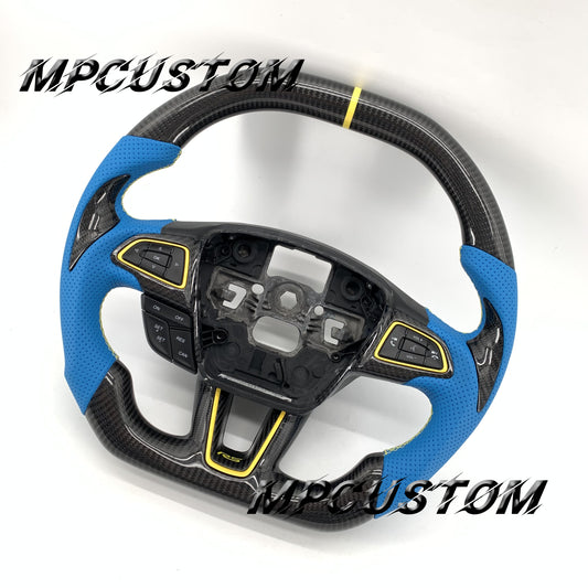 Mpcustom for Ford Focus MK3 ST RS carbon fiber steering wheel yellow stitching