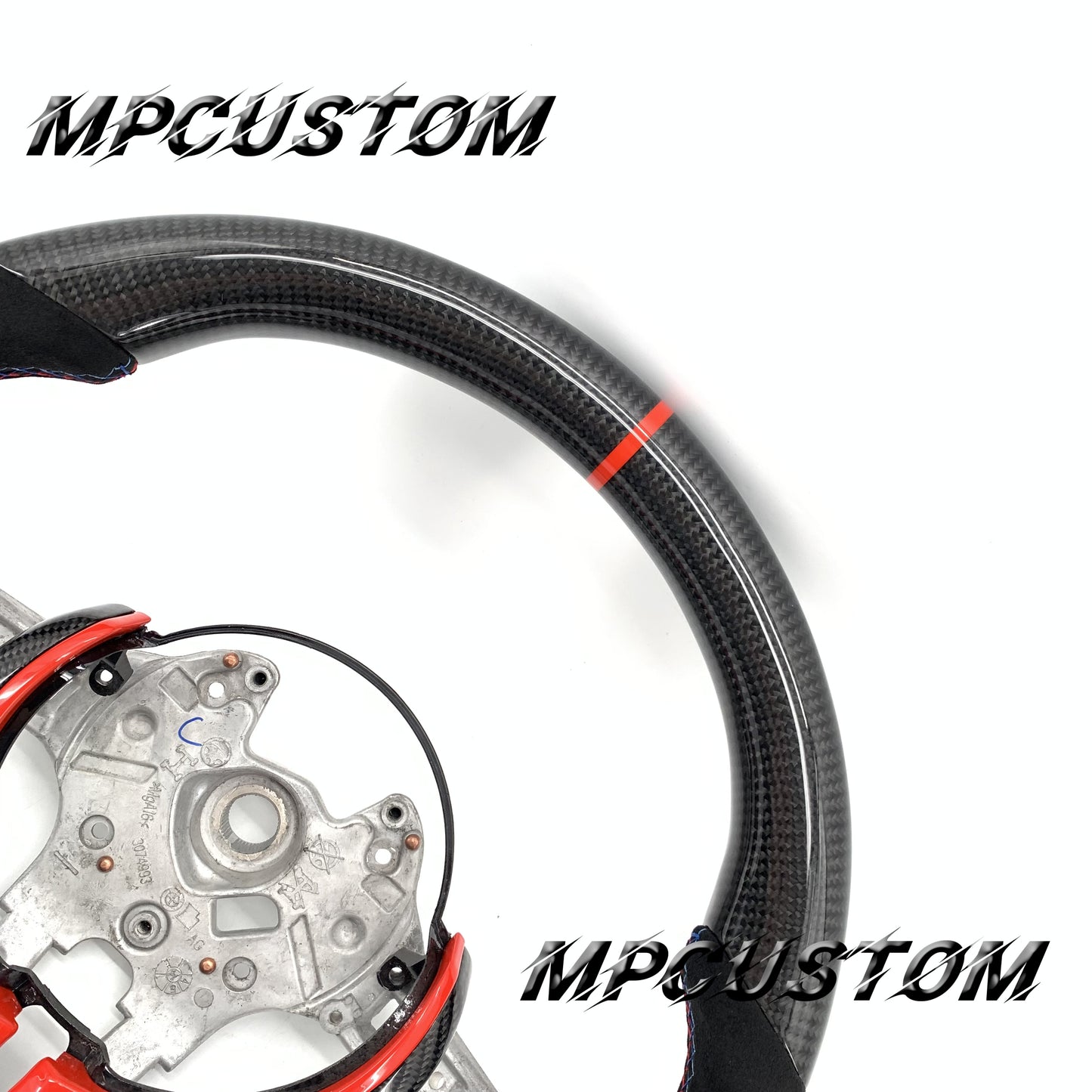 Mpcustom for BMW 1 series F20/F21/F40 carbon fiber steering wheel red stripe line and Alcantara