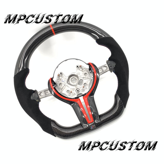 Mpcustom for BMW M2 F87/M3 F80/M4 F82/F83/M5F10/F90 carbon fiber steering wheel red stripe line