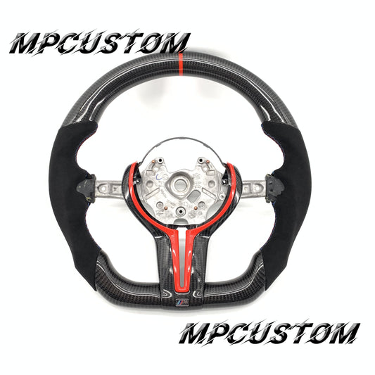 Mpcustom for BMW 1 series F20/F21/F40 carbon fiber steering wheel red stripe line and Alcantara