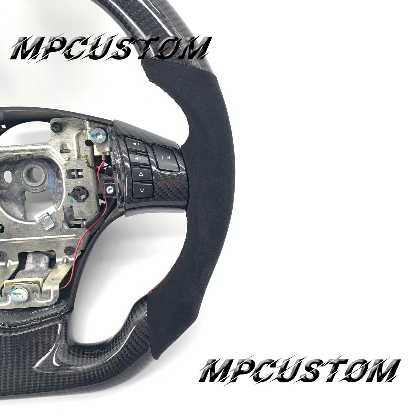 Mpcustom for Chevrolet Corvette C6 ZR1 Z06 carbon fiber steering wheel round top and Alcantara