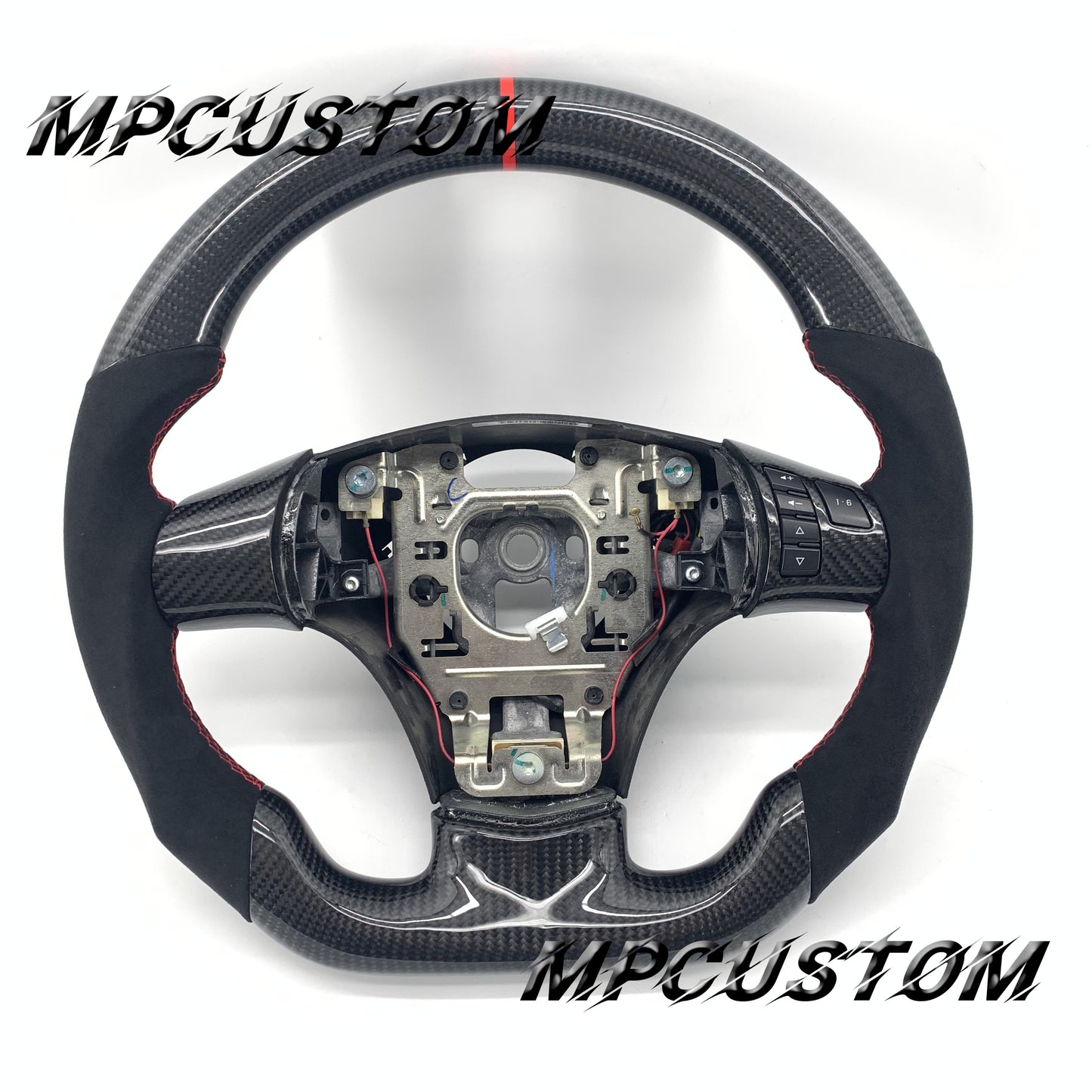Mpcustom for Chevrolet Corvette C6 ZR1 Z06 carbon fiber steering wheel round top and Alcantara