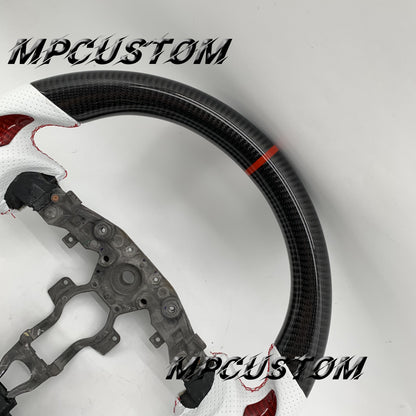 Mpcustom for Nissan 370z Juke z34 carbon fiber steering wheel white perforated leather