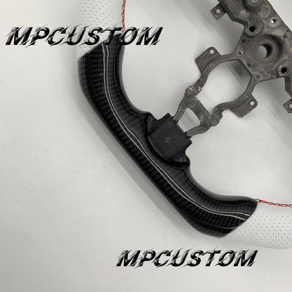 Mpcustom for Nissan 370z Juke z34 carbon fiber steering wheel white perforated leather