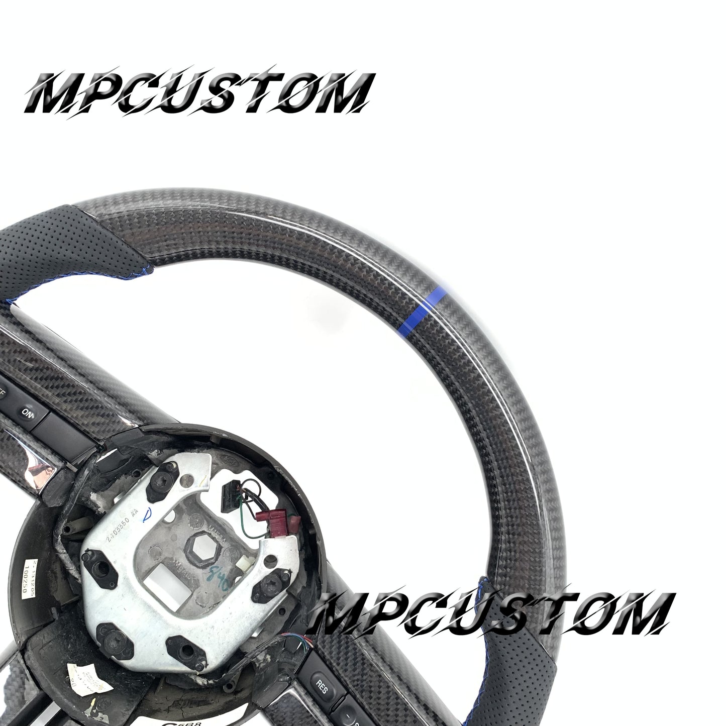 Mpcustom for Ford Mustang 2005-2008 carbon fiber steering wheel blue stripe line