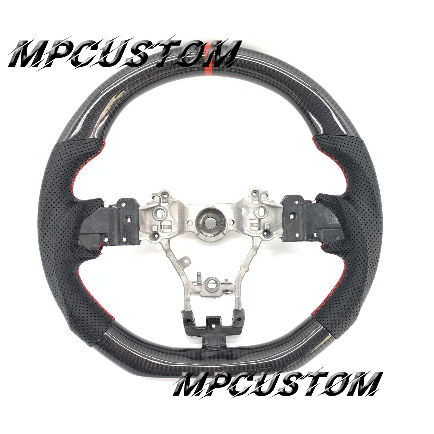 Mpcustom for Subaru 2015-2021 carbon fiber steering wheel red stripe line and round top