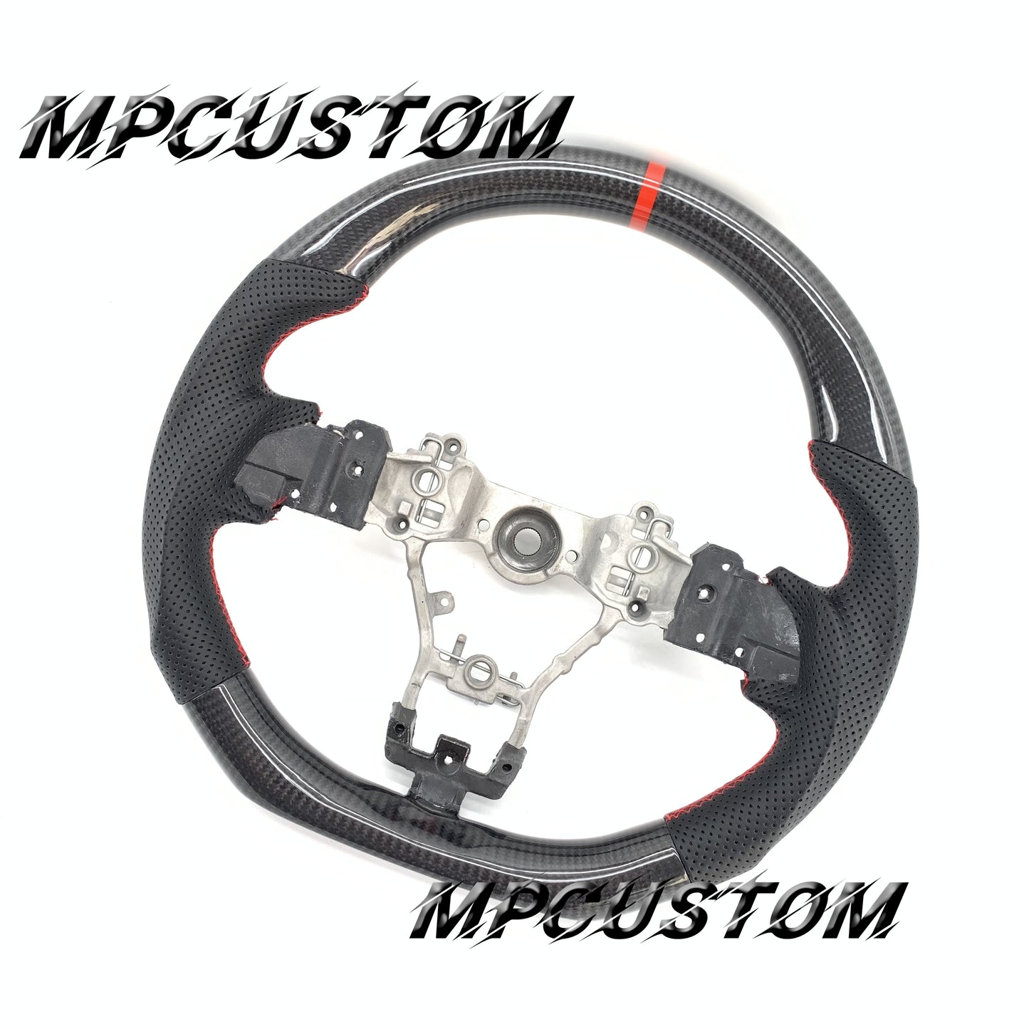 Mpcustom for Subaru 2015-2021 carbon fiber steering wheel gloss and red stripe line