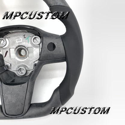 Mpcustom for Tesla model 3 Y carbon fiber steering wheel flat top and flat bottom