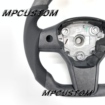 Mpcustom for Tesla model 3 Y carbon fiber steering wheel flat top and matte