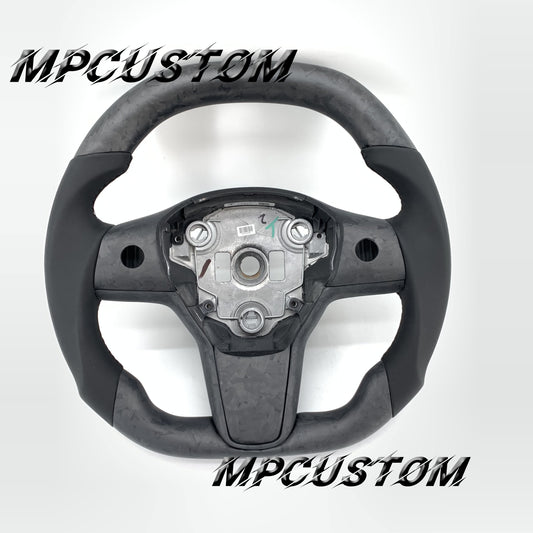Mpcustom for Tesla model 3 Y carbon fiber steering wheel flat top and flat bottom
