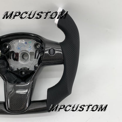 Mpcustom for Tesla model 3 Y carbon fiber steering wheel black perforated leather