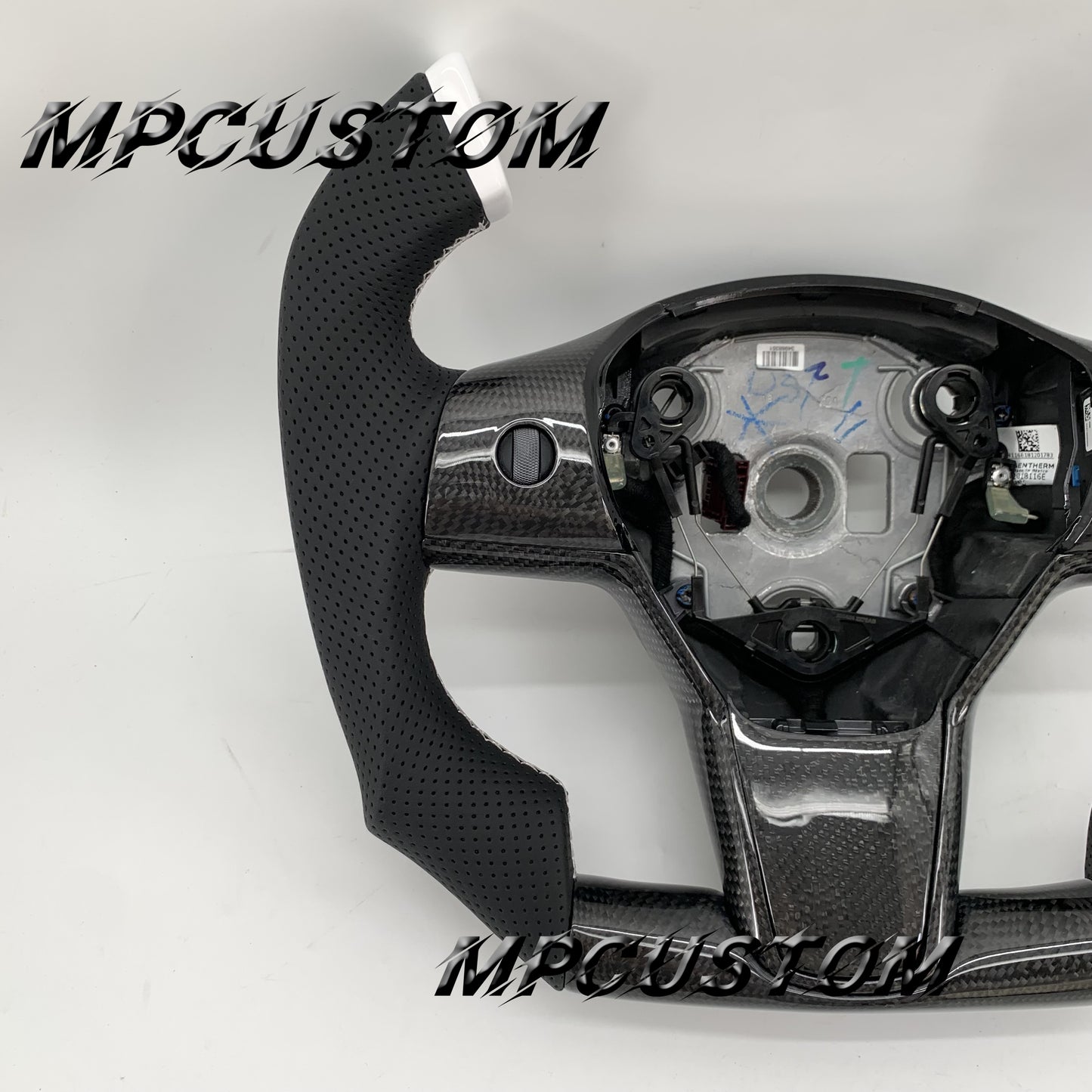 Mpcustom for Tesla model 3 Y carbon fiber steering wheel black perforated leather