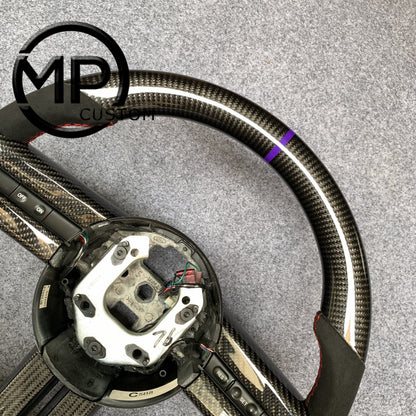 MPCUSTOM Fit For Ford mustang 2005-2009 carbon fiber steering wheel black Alcantara purple center line