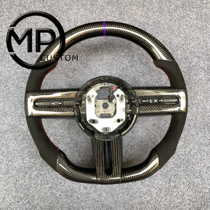 MPCUSTOM Fit For Ford mustang 2005-2009 carbon fiber steering wheel black Alcantara purple center line